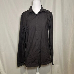 men’s grey & black patterned Calvin Klein long sleeve button down slim fit